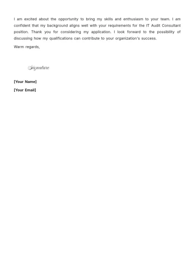 Free IT Audit Consultant Cover Letter to Edit Online