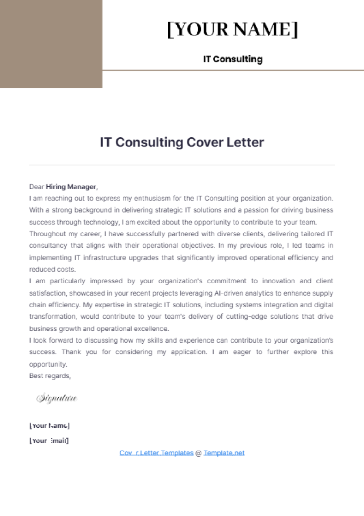 IT Consulting Cover Letter - Edit Online & Download