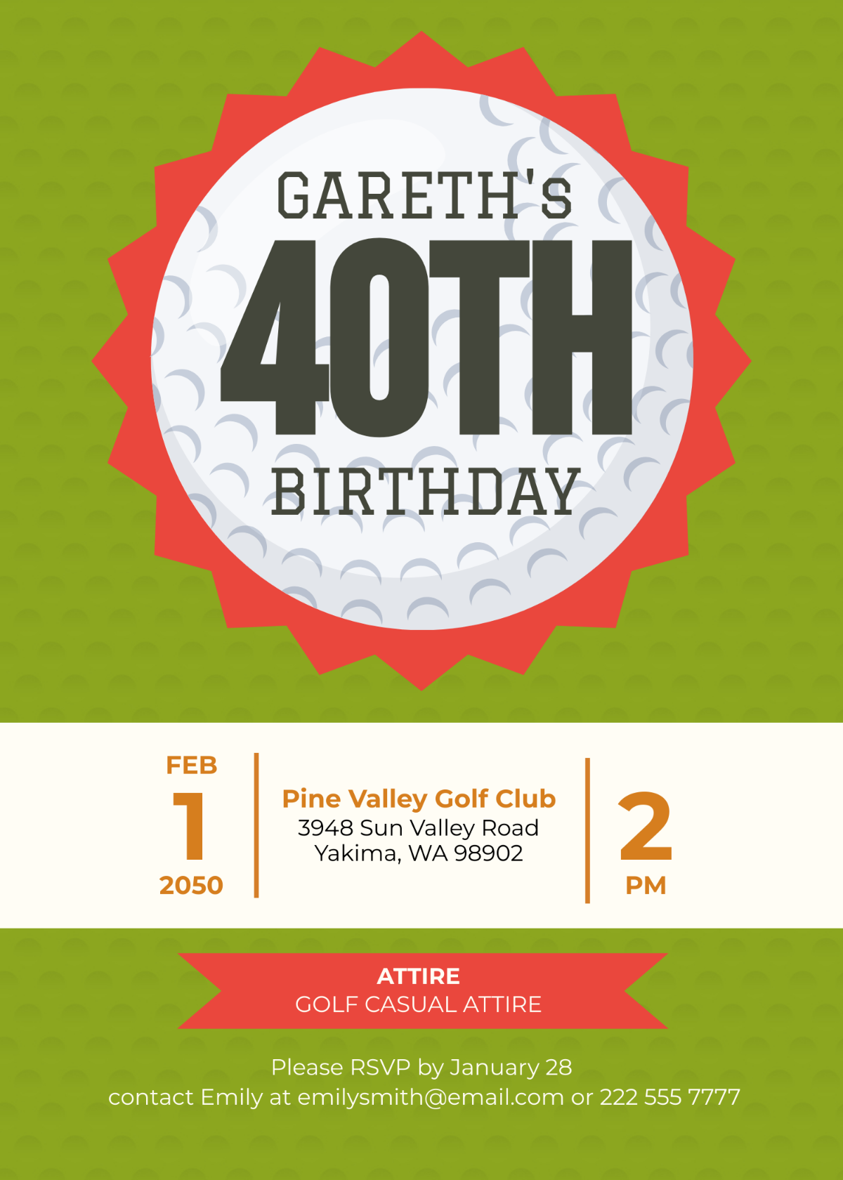 40th Birthday Golf Invitation