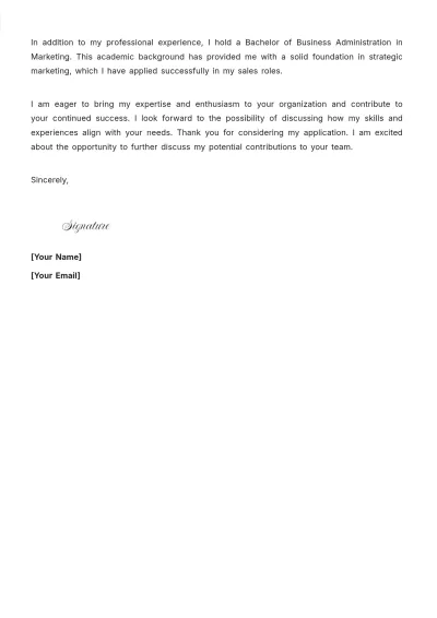 Free Sales Consultant Cover Letter to Edit Online