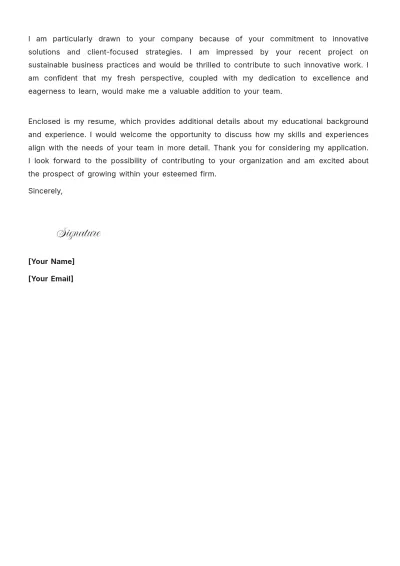 Free Consulting Entry Level Cover Letter to Edit Online