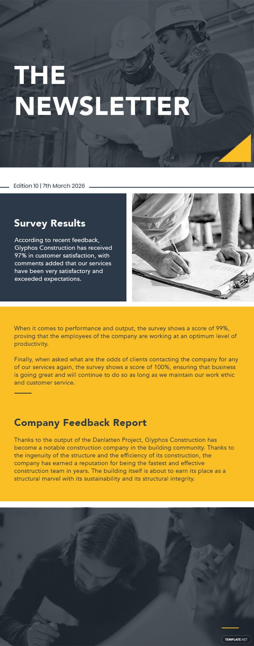 Survey & Feedback Construction Company Newsletter Template