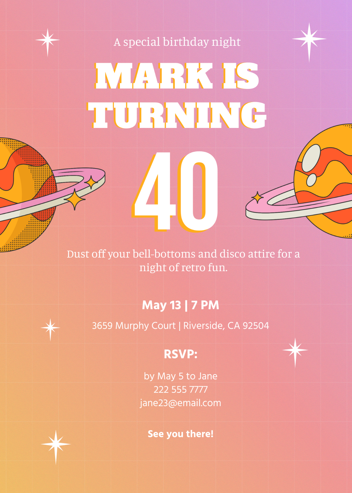 Retro 40th Birthday Invitation