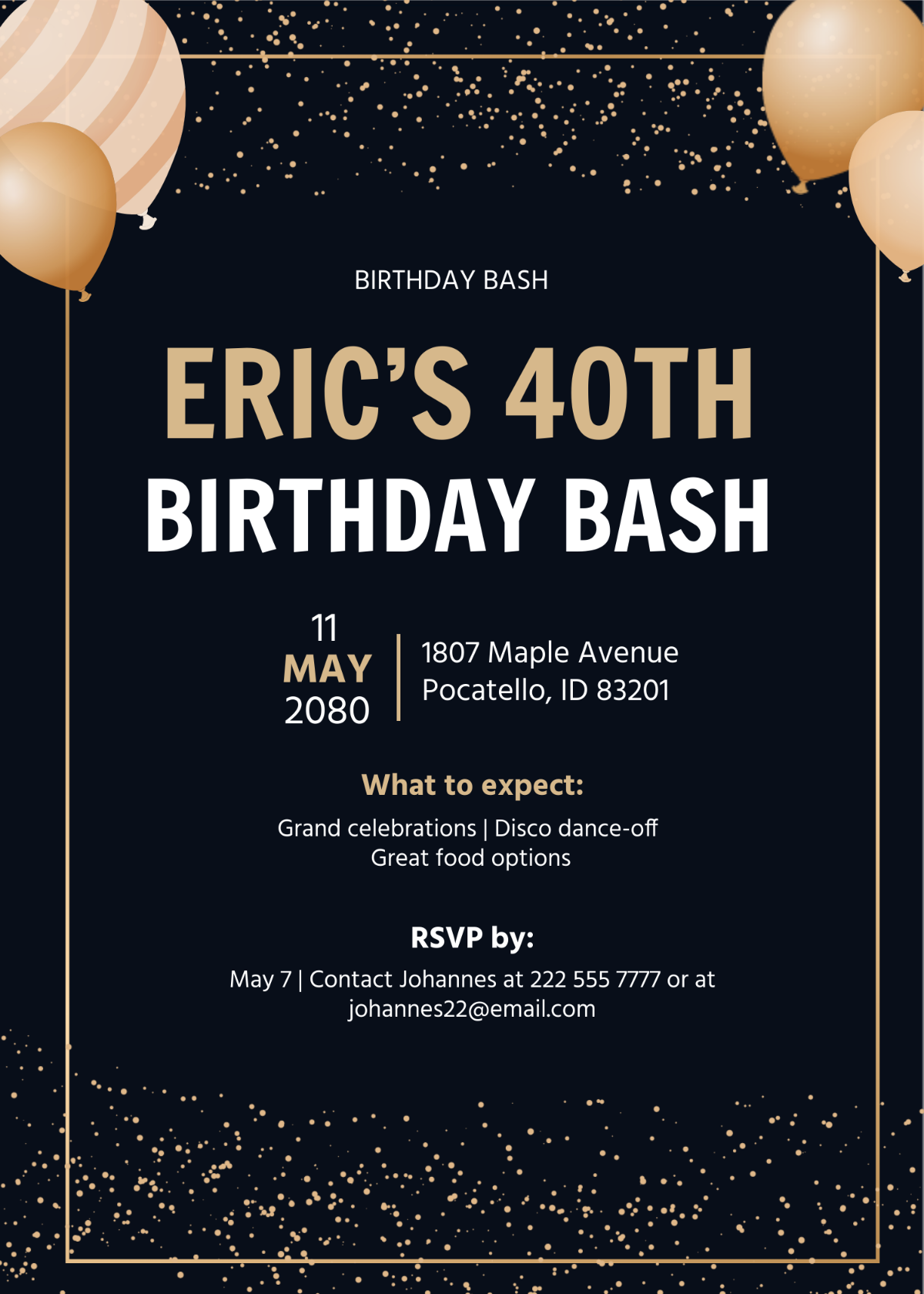 40th Birthday Bash Invitation