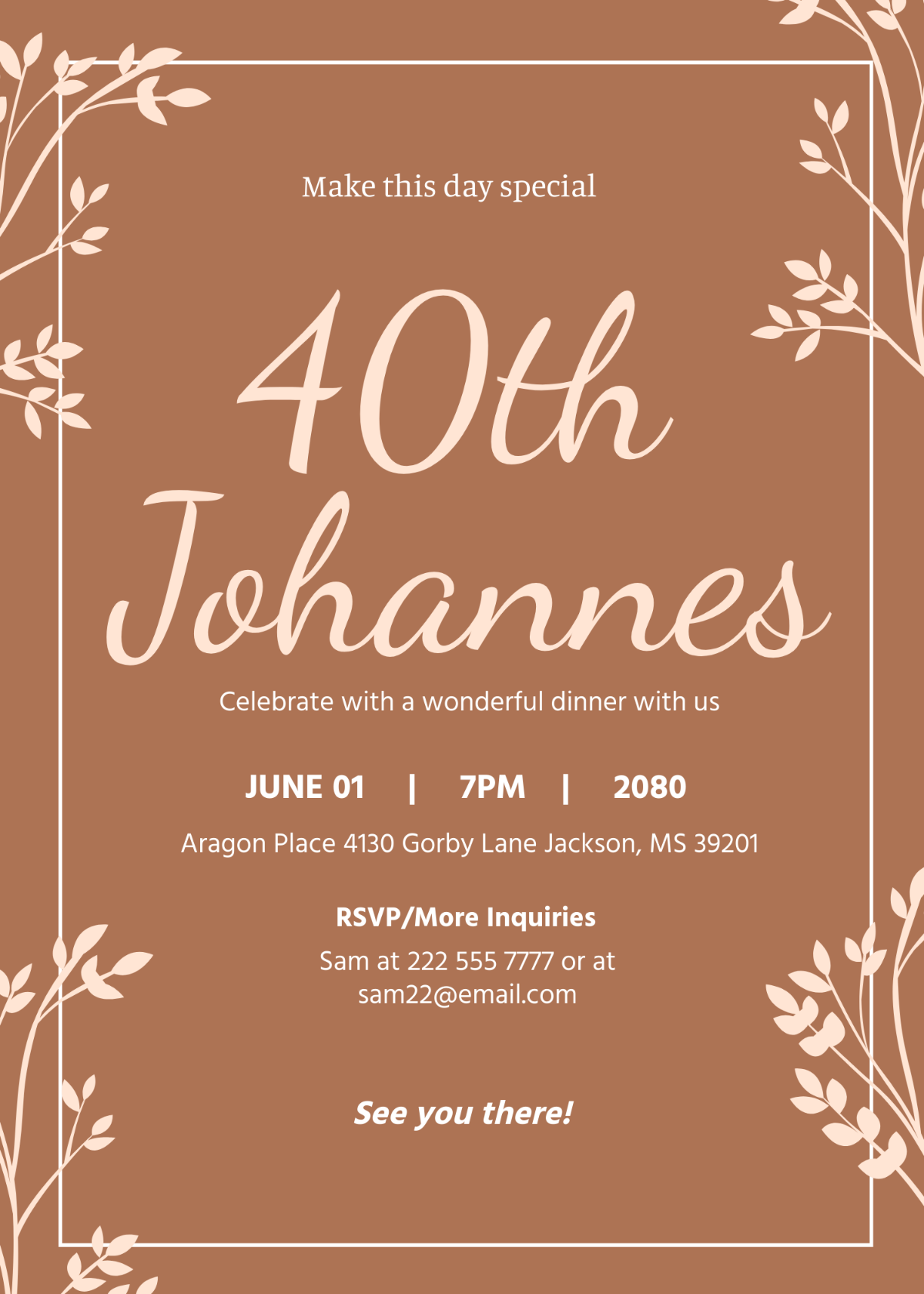 40th Birthday Dinner Invitation