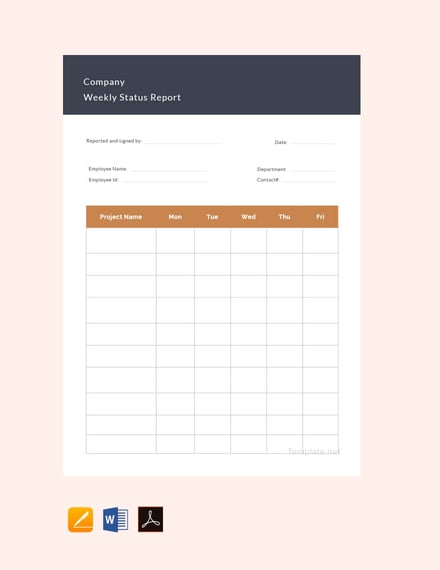 free company weekly status report template 440x570