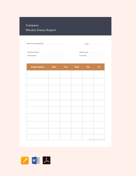 Weekly Status Report Templates - 30+ Free Documents Download- MS Word ...