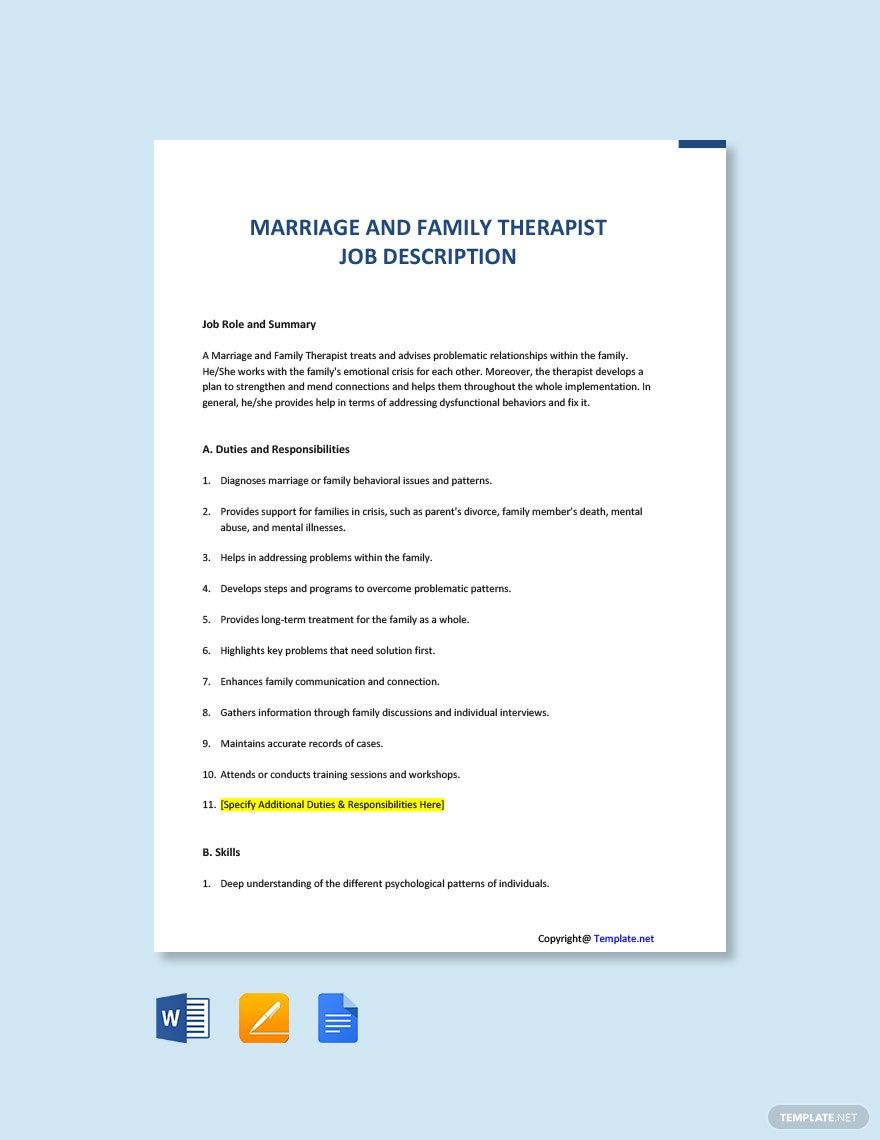 Free Free Marriage Family Therapist Job Description Template Google 