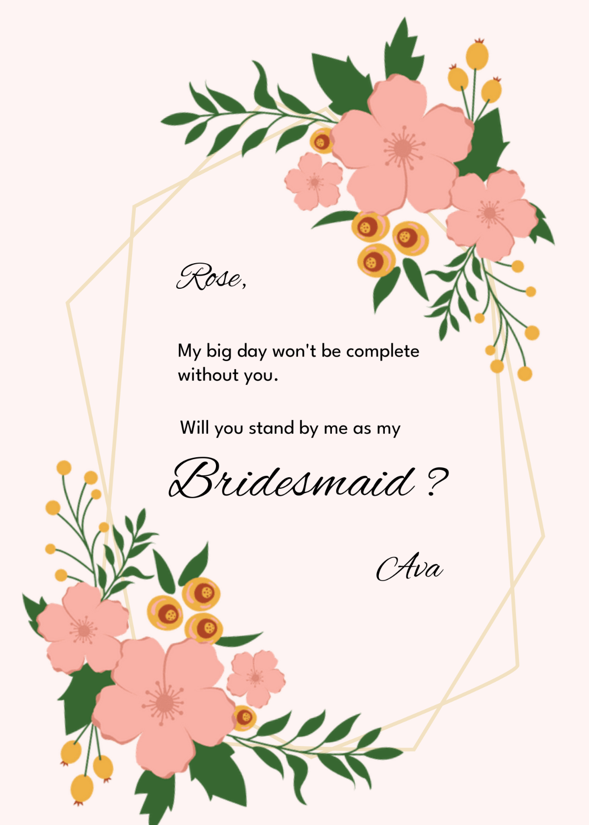 Elegant Be My Bridesmaid Invitation