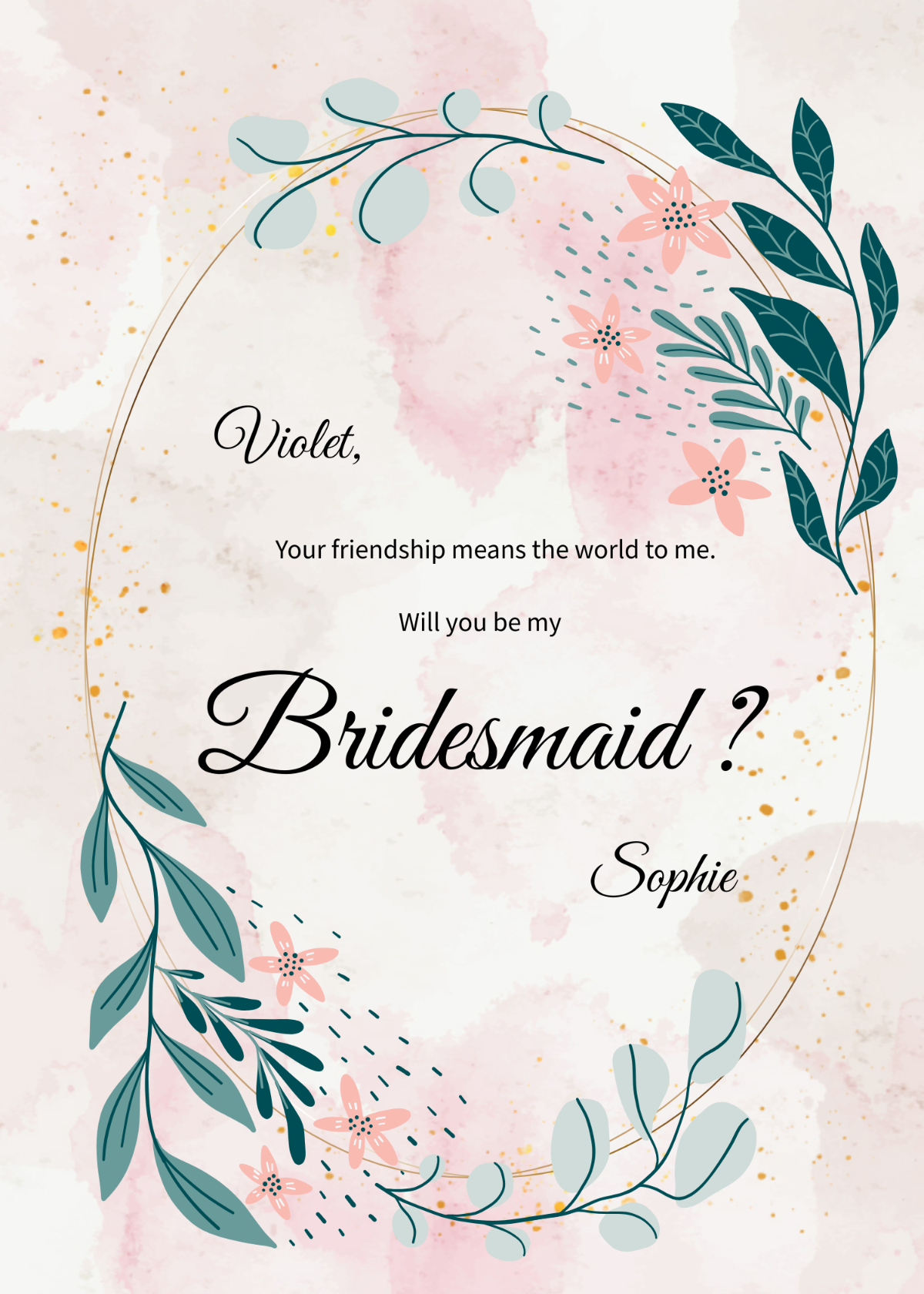 Modern Be My Bridesmaid Invitation