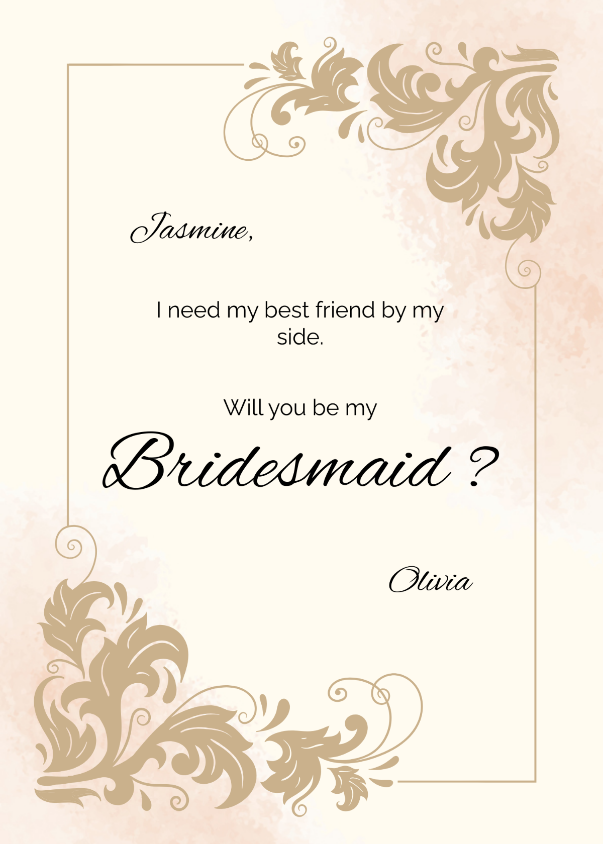 Vintage Be My Bridesmaid Invitation