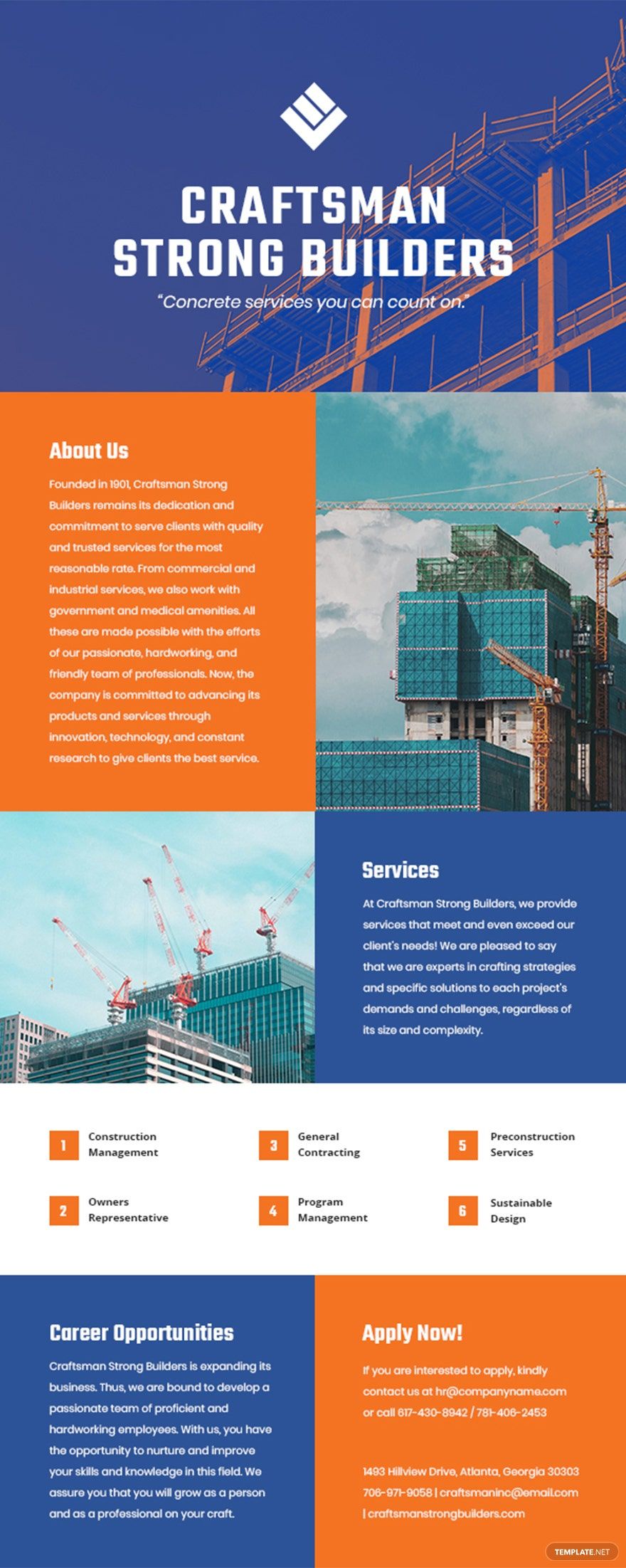 Free Construction Company Newsletter Template in PSD, Outlook, HTML5
