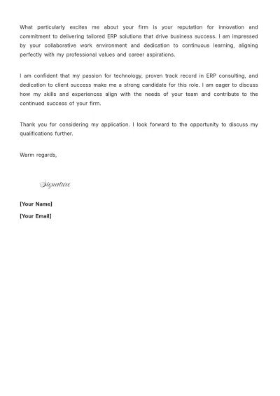 Free ERP Consultant Cover Letter to Edit Online