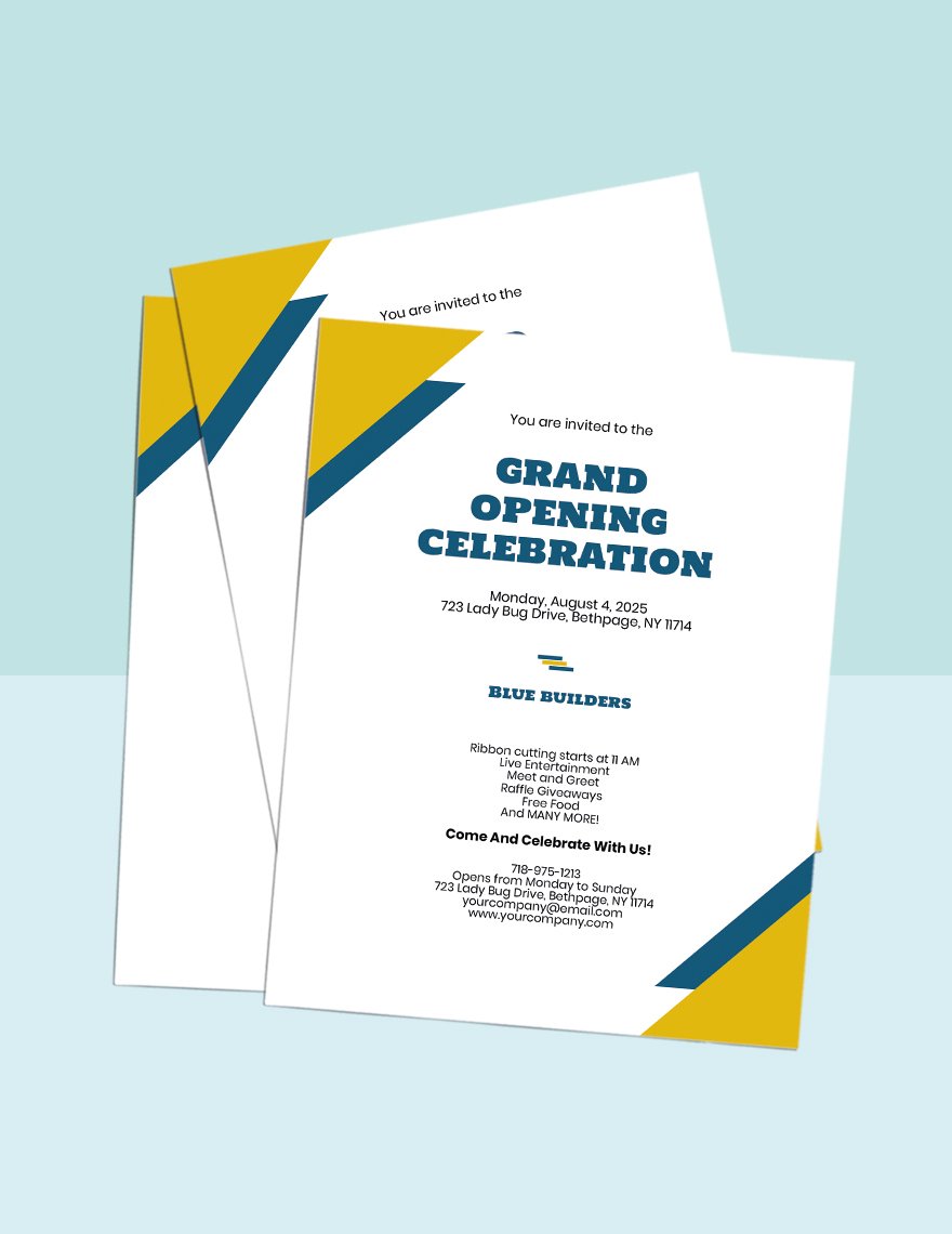 Grand Opening Construction Company Invitation Template sample