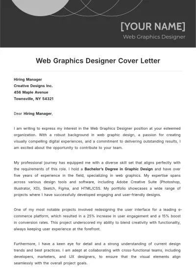 Free Web Graphics Designer Cover Letter to Edit Online