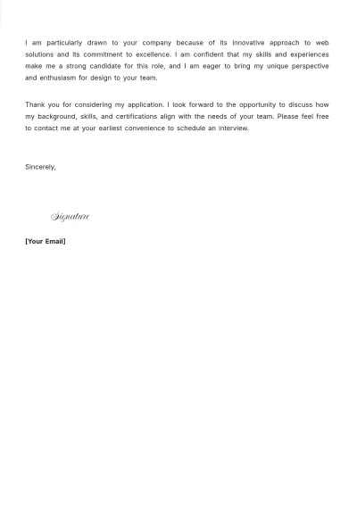 Free Web Graphics Designer Cover Letter to Edit Online