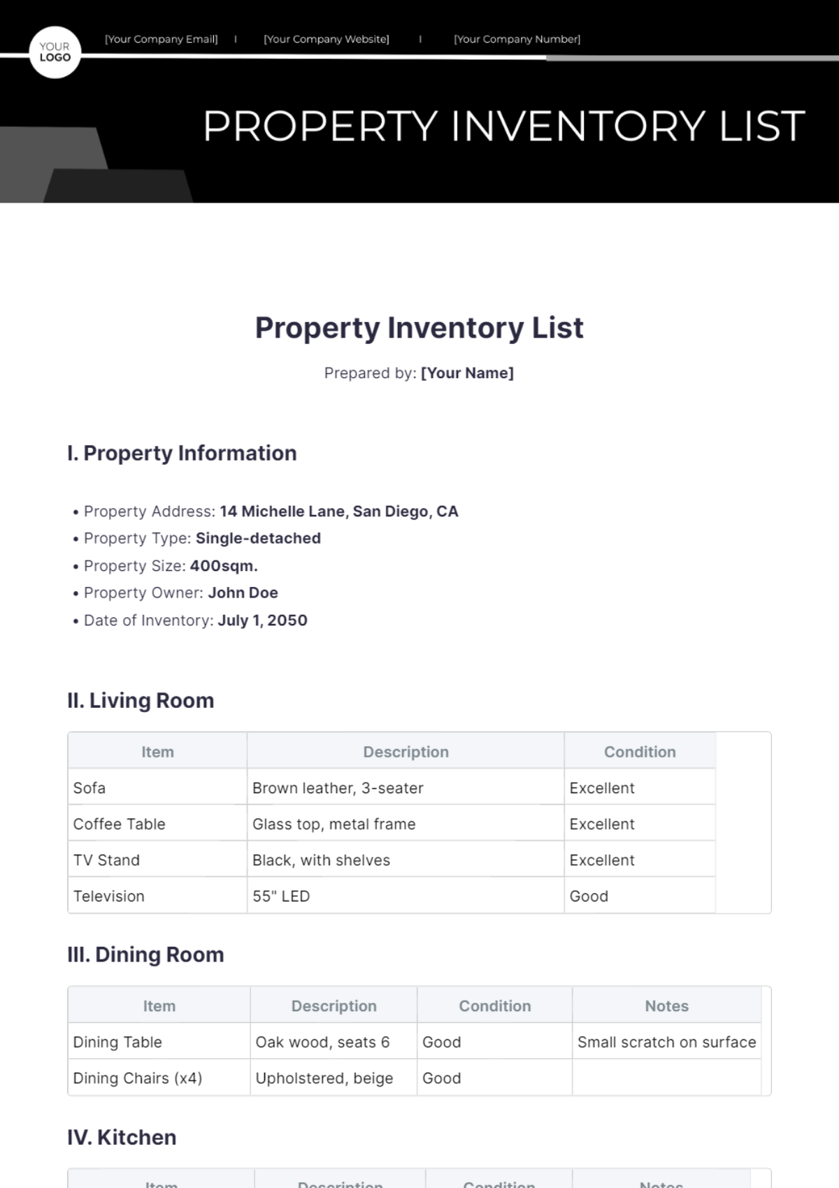 Property Inventory List Template - Edit Online & Download