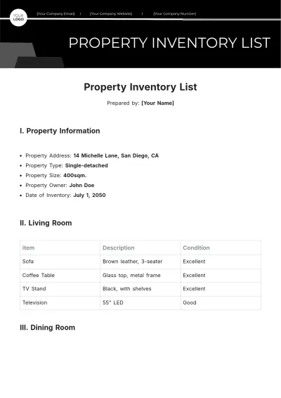 Free Property Inventory List Template to Edit Online