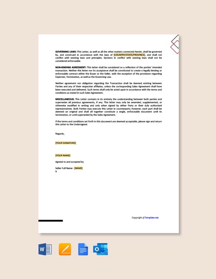 Free Letter of Intent to Purchase Product Template