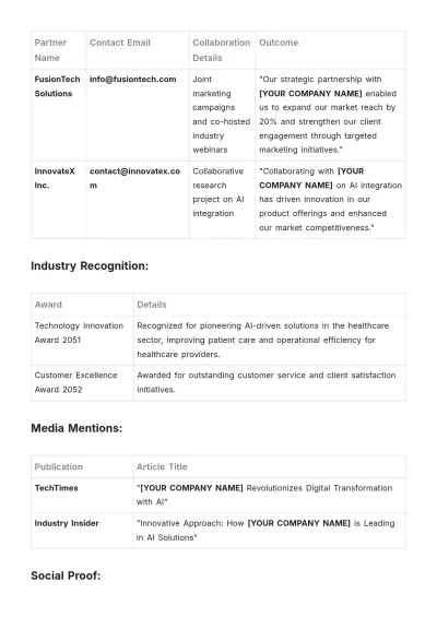 Free Company Reference List Template to Edit Online