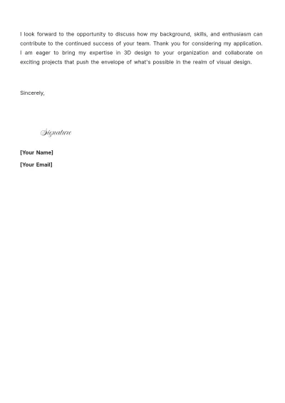 Free 3D Designer Cover Letter to Edit Online