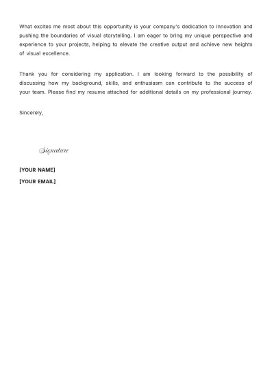 Free Motion Graphics Designer Cover Letter to Edit Online