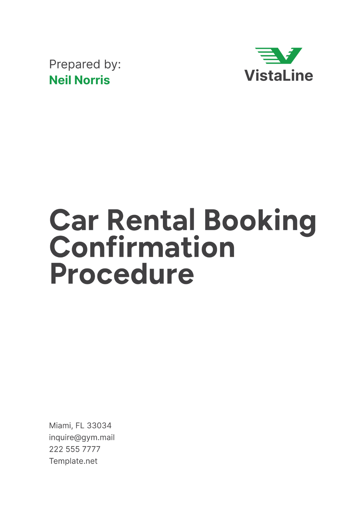 Car Rental Booking Confirmation Procedure Template