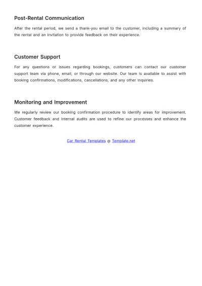 Free Car Rental Booking Confirmation Procedure Template to Edit Online
