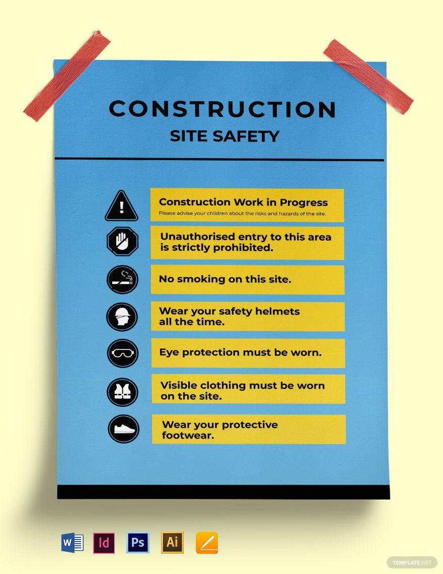 Construction Site Safety Poster Template
