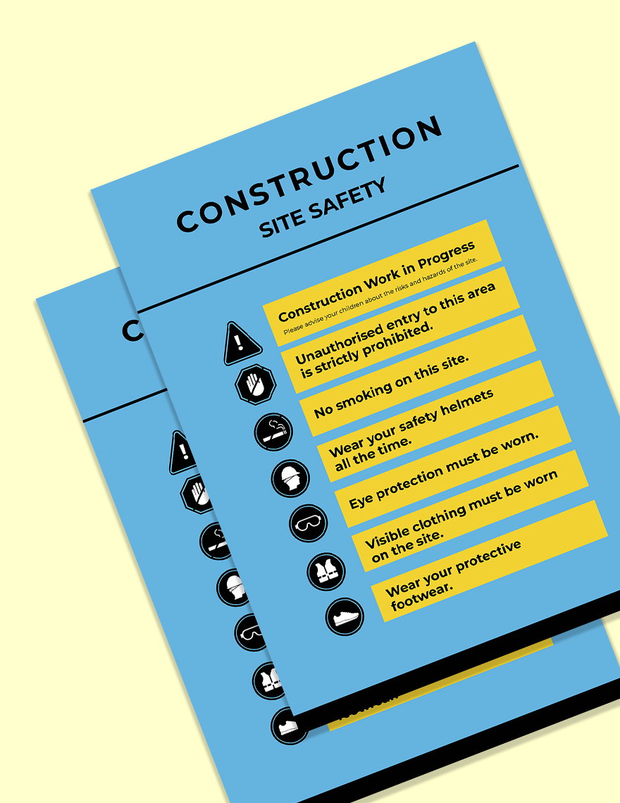 Construction Site Safety Poster template Printable