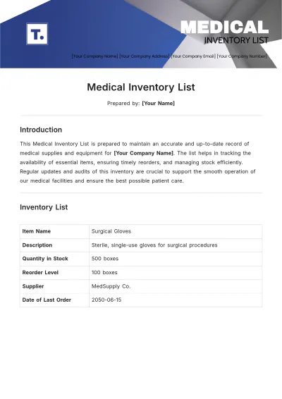 Free Medical Inventory List Template to Edit Online