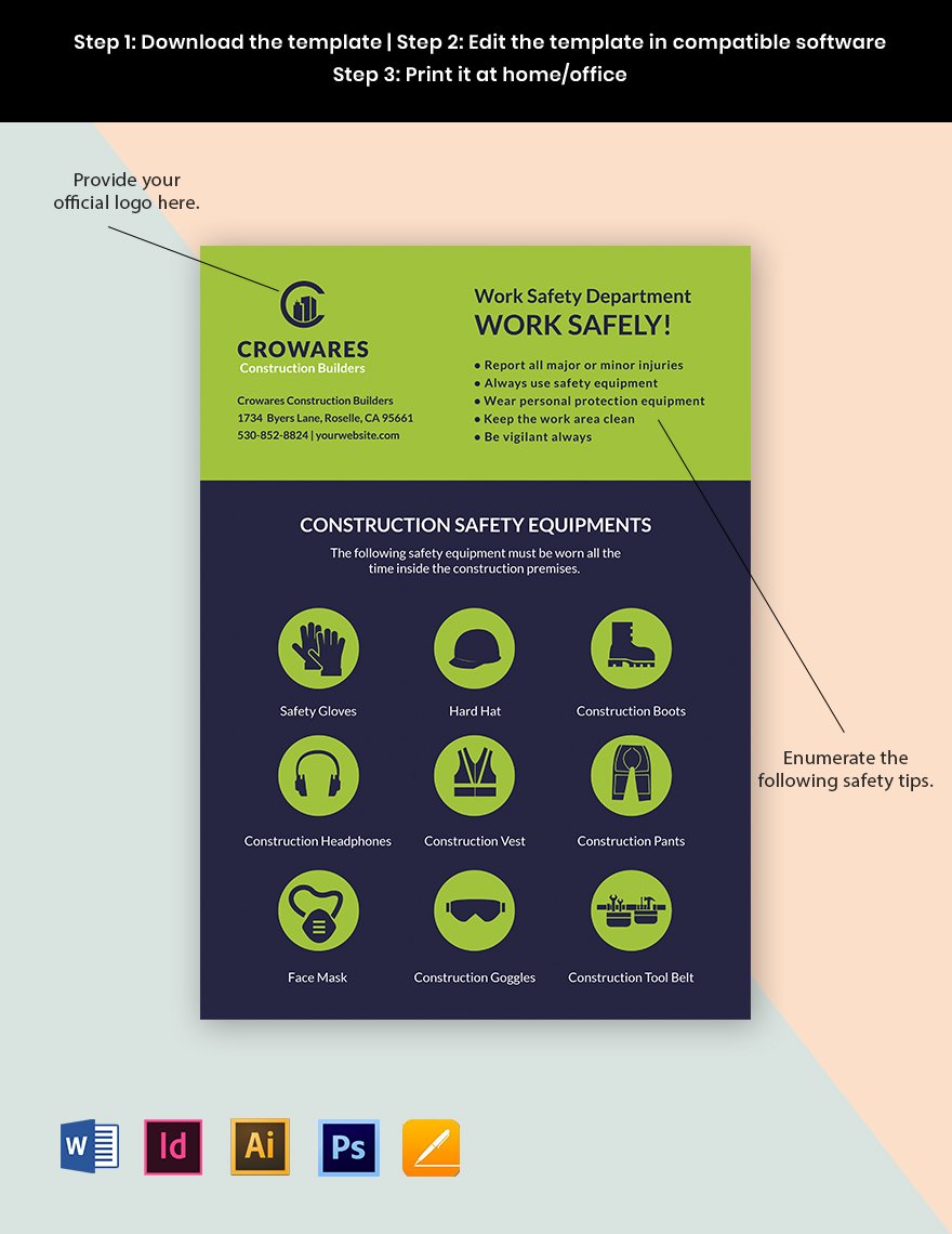 Construction  Equipment Safety Poster Template Format
