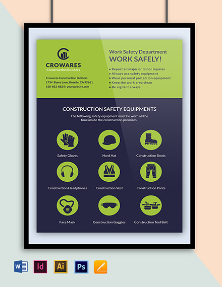 Safety Rules Poster Template - Illustrator, InDesign, Word, Apple Pages ...