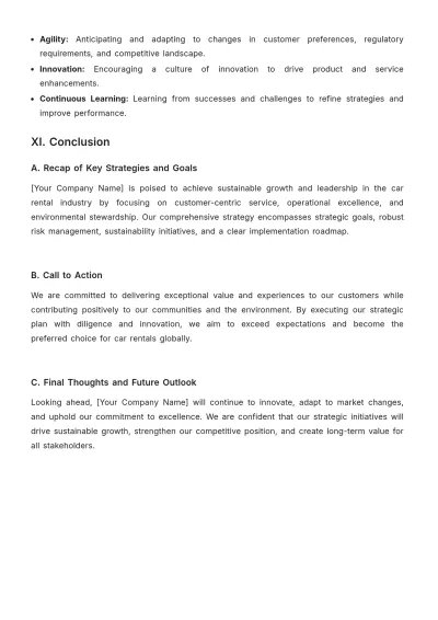 Free Car Rental Yearly Strategy Template to Edit Online