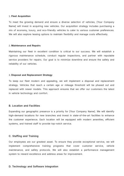 Free Car Rental Yearly Strategy Template to Edit Online
