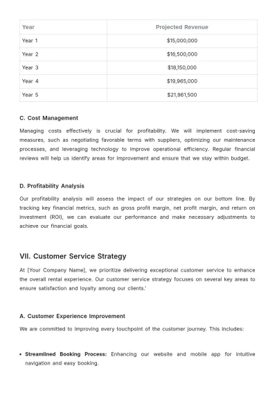 Free Car Rental Yearly Strategy Template to Edit Online