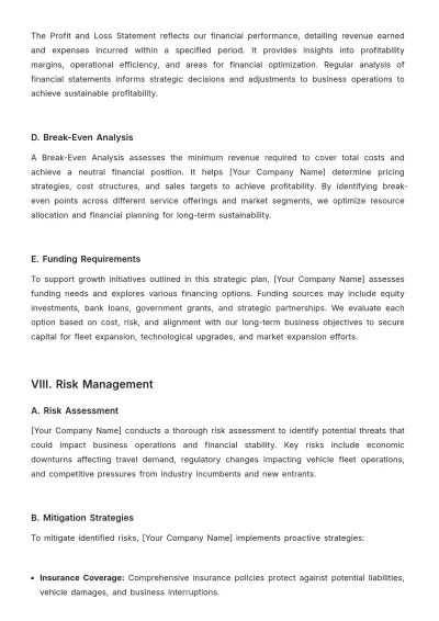 Free Car Rental Strategic Plan Template to Edit Online