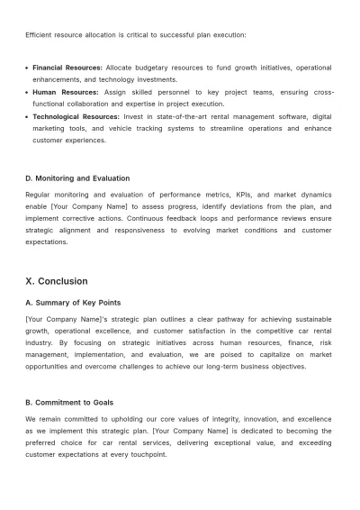 Free Car Rental Strategic Plan Template to Edit Online