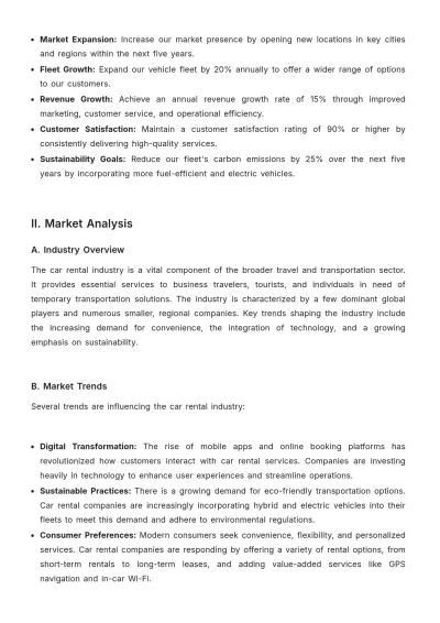 Free Car Rental Strategic Plan Template to Edit Online