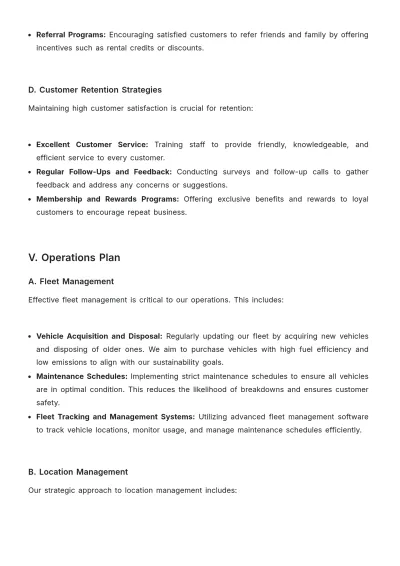 Free Car Rental Strategic Plan Template to Edit Online