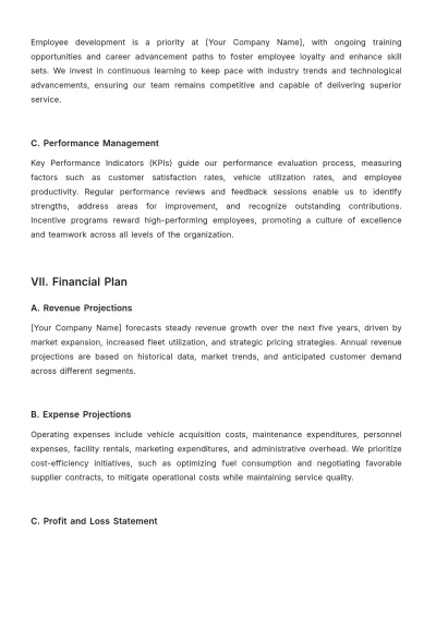 Free Car Rental Strategic Plan Template to Edit Online