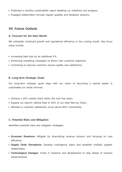 Free Car Rental Monthly Report Template to Edit Online