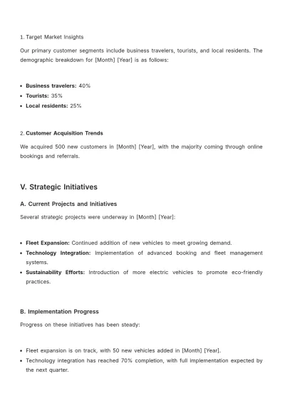 Free Car Rental Monthly Report Template to Edit Online