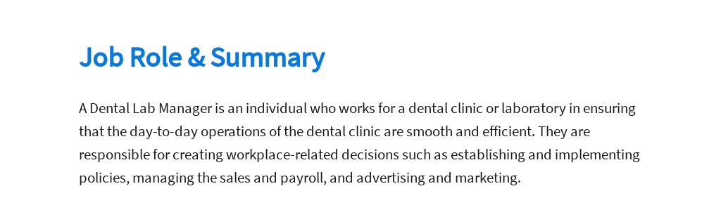 Free Dental Lab Manager Job Ad and Description Template 2.jpe