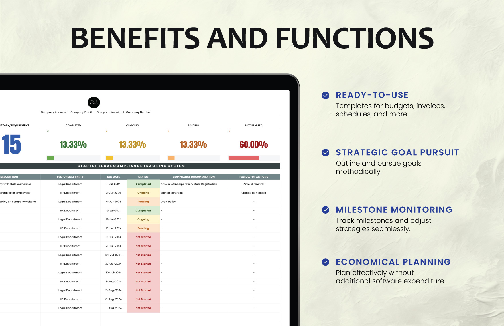 Startup Legal Compliance Tracking System Template