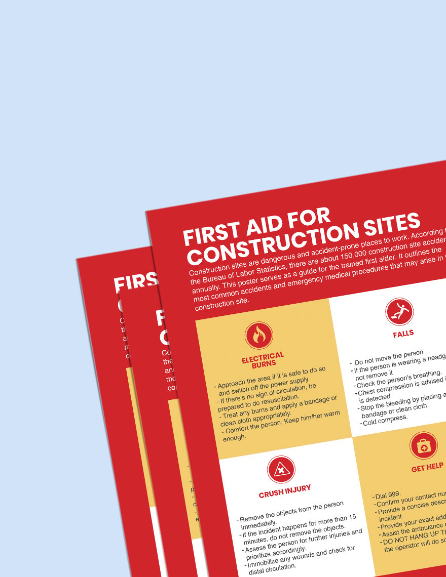 First Aid For Construction Sites Poster Template edia