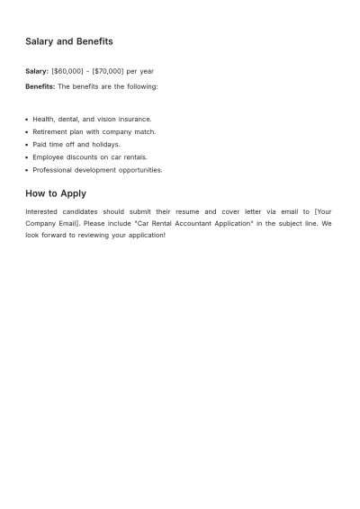 Free Car Rental Accounting Job Description Template to Edit Online