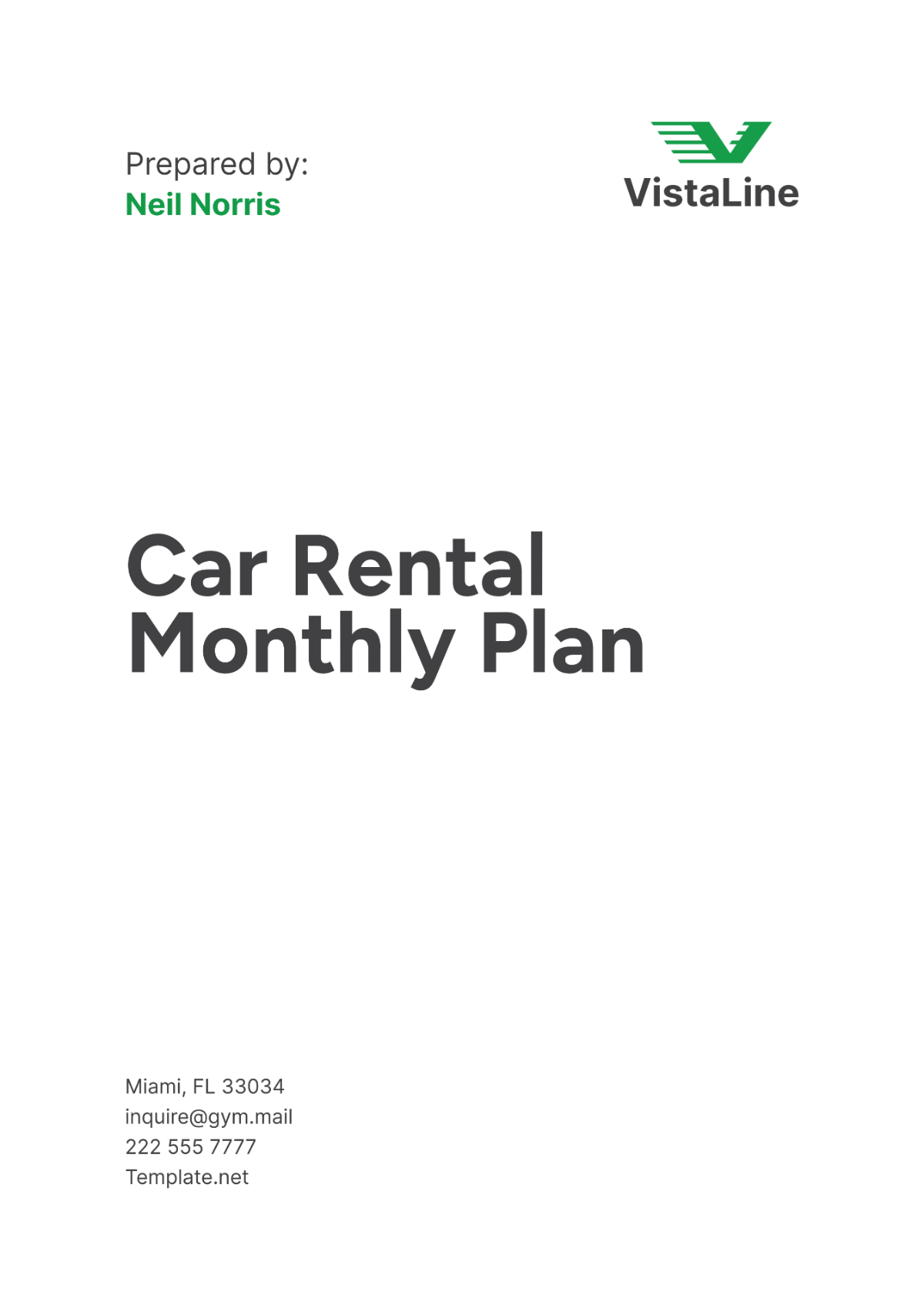 Car Rental Monthly Plan Template - Edit Online & Download