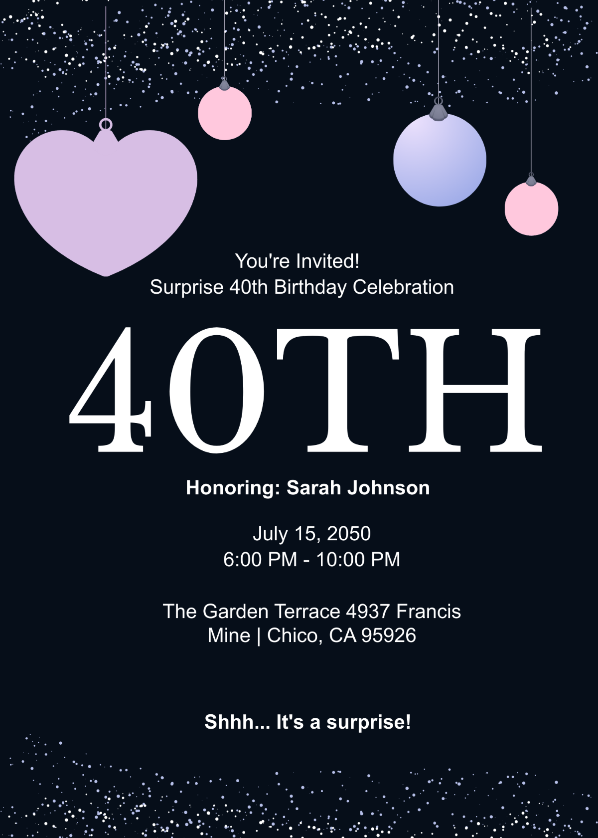 Surprise 40th Birthday Invitation