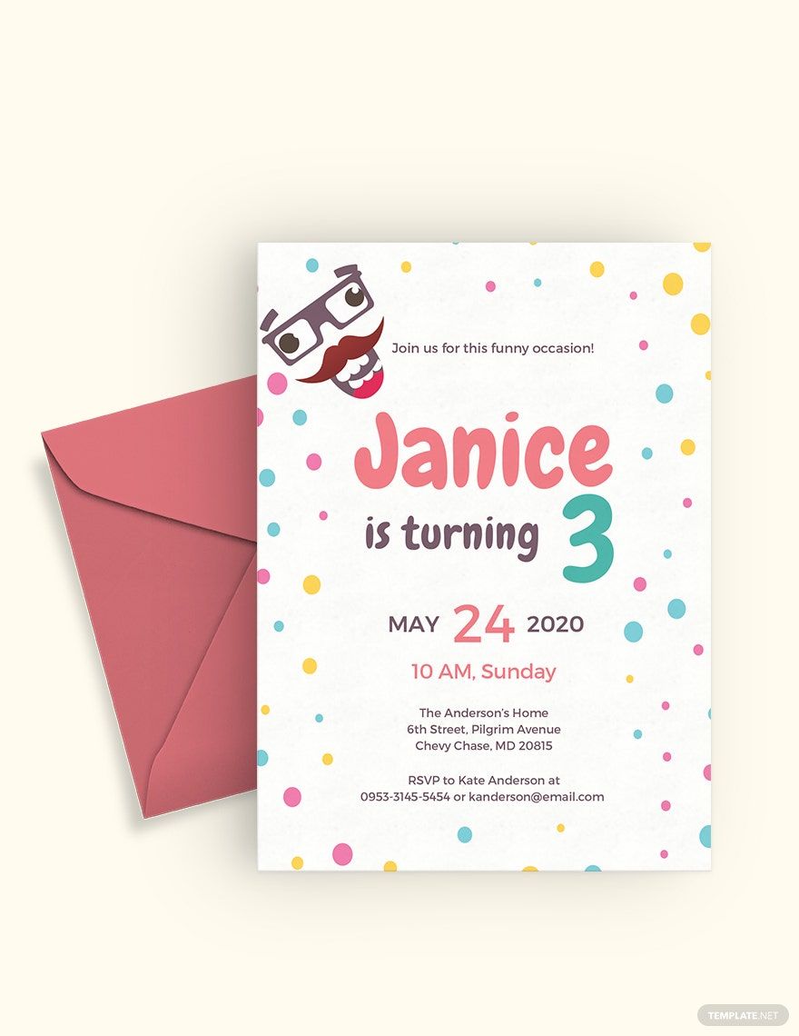 Funny Kid's Party Invitation Template